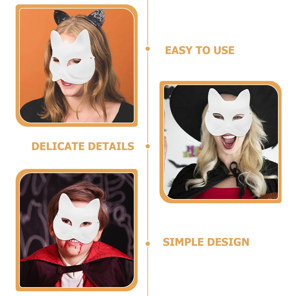Paintable Fox Pulp Mask, Trajes de Halloween, DIY Cosplay, Paper Masquerade, Animal Assustador, 8 Pcs