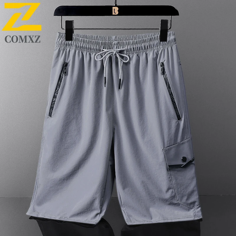 2025 New Summer Work Shorts Men's Fashion Casual Ice Silk Breathable Cool Pocket Cargo Pants Male Casual Elastic Bermuda Shorts