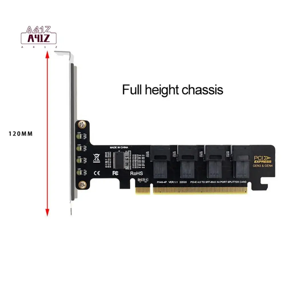 

A41Z-PCI-E X16 для 4 порта U.2 NVME SFF-8643 Карта расширения Высокоскоростной светодиодный индикатор с разделенными картами Pcie 4,0 для шасси 2U