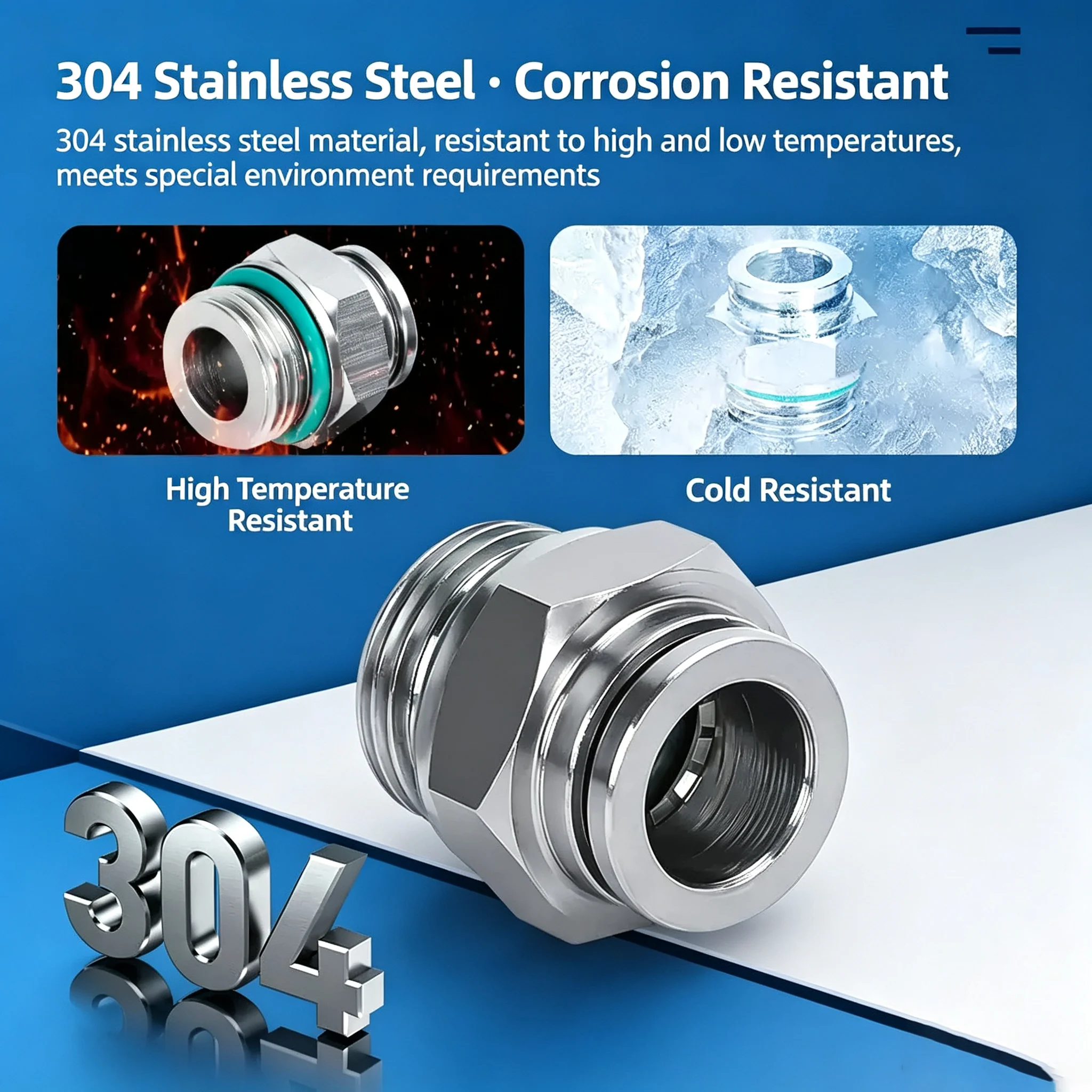 10Pcs Pneumatic Quick Coupling Set Male Thread G1/8 1/4 3/8 1/2 with 8mm Air Hose Fitting 304 Stainless Steel G-Thread PC Connec