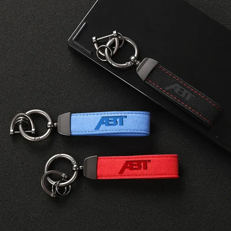 Suede Leather Car Keychain Key Rings Custom Gift 3D imprinting with abt logo For VW Golf 7 ABT ABTS Car accessories