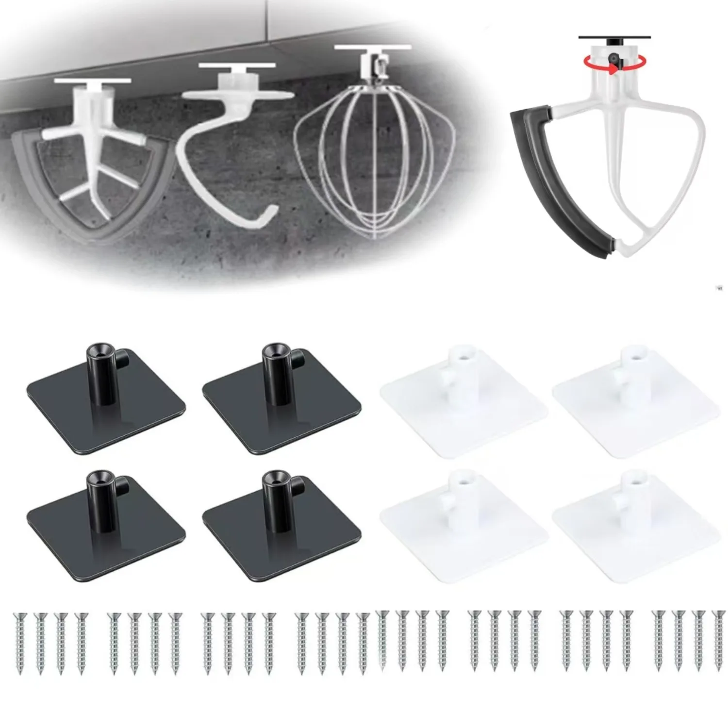 

Set of 8 PC Saving Attachment Holder Stand Mixer Attachment Storage Holder Food Mixer Accessories Hooks ABS Texture