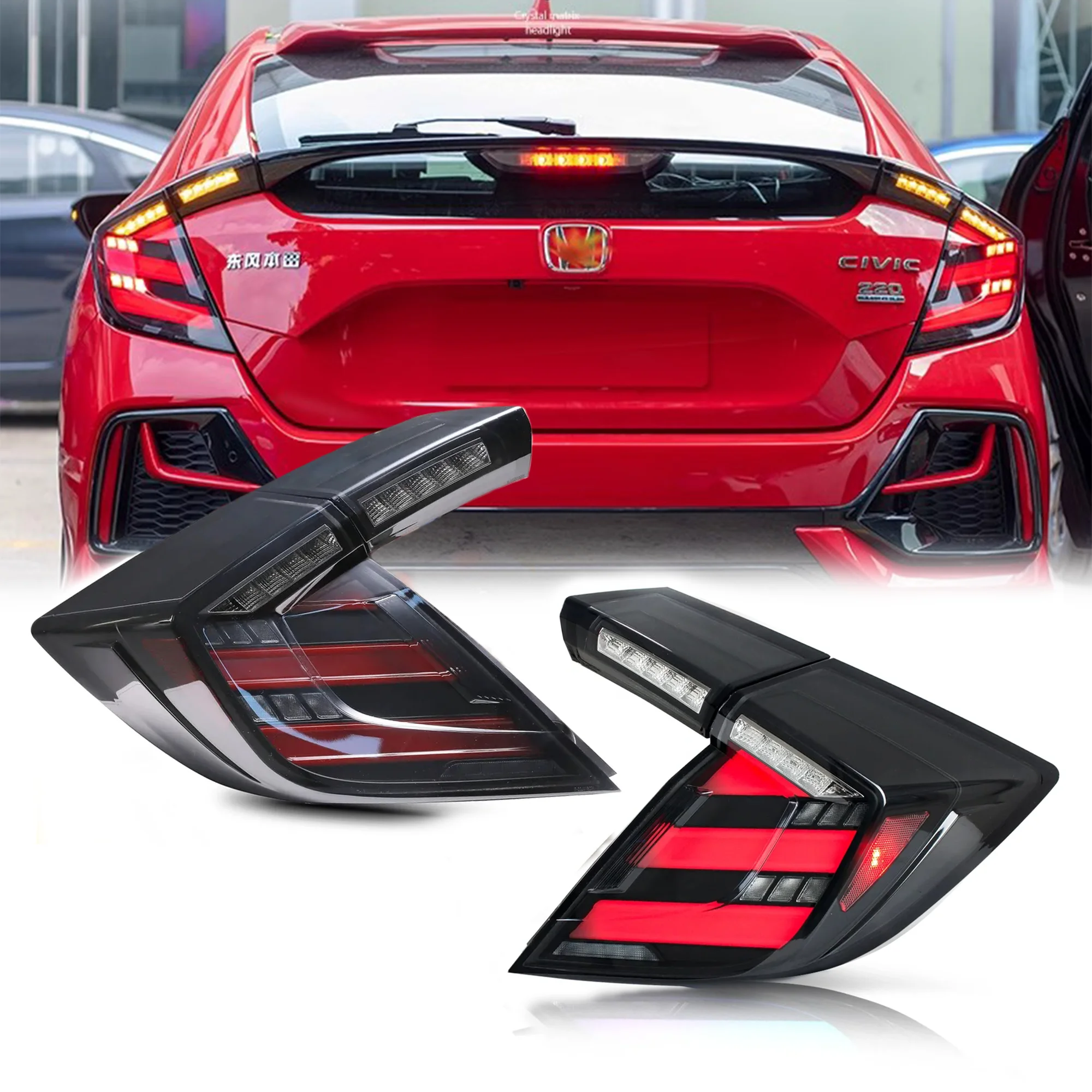 LED rear lamp for   hatchback Fk7 Fk8 Fk4 2016 2017 2018 2020 with sequential turning signal for  taillights