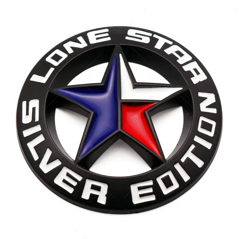 3D Metal Silver Edition Lone Star Logo Rear Trunk Fender Emblem Badge Sticker for Jeep Wrangler Compass Dodge Ram 1500 2500