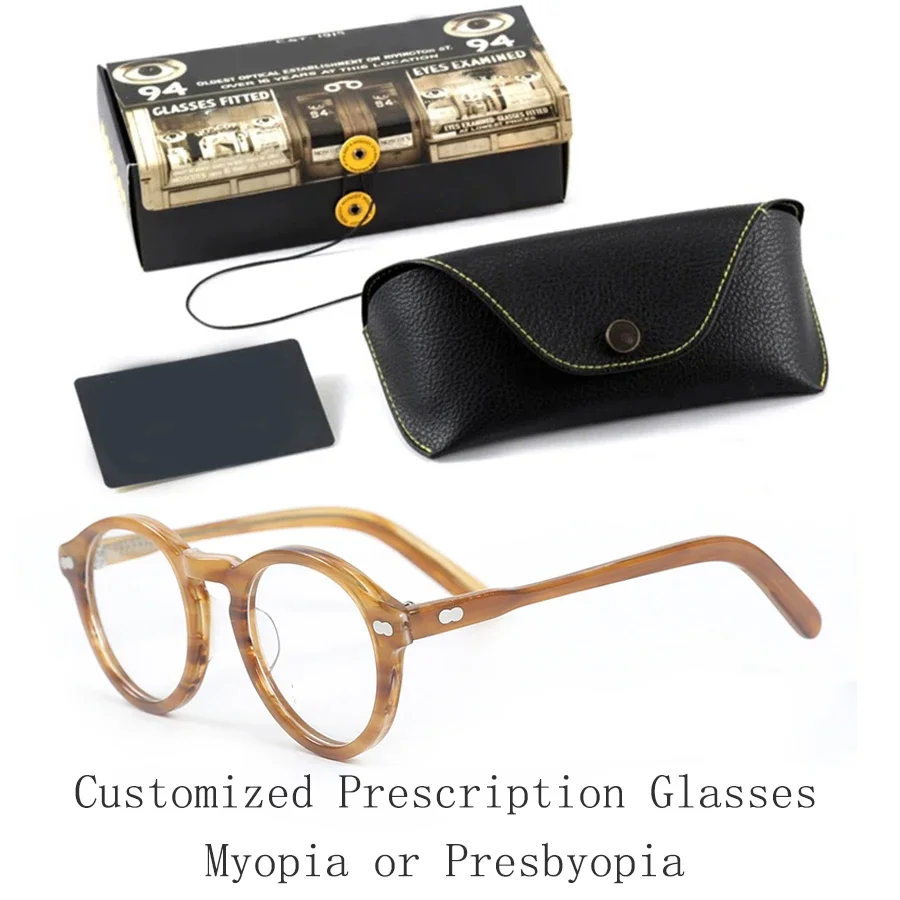 Customize Prescription Glasses Men Frame Johnny Depp Miltzen Photochromic Anti-Blue Light Myopia Hyperopia Round Eyeglasses