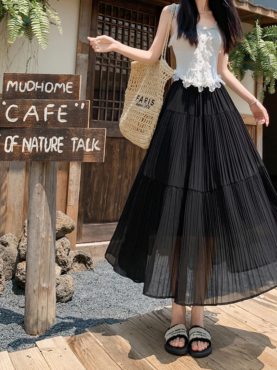 plus Size High Waist A-Line Skirt Women's  Color Midi Cake Skirt Design Summer Early Autumn Fashion Casual Travel Dress
