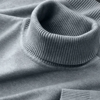 2026 New Mens Knitted Sweaters Solid Color Turtleneck Breathable Pullovers Warm Outdoor Basic Streetwear autumn Business Tops 3