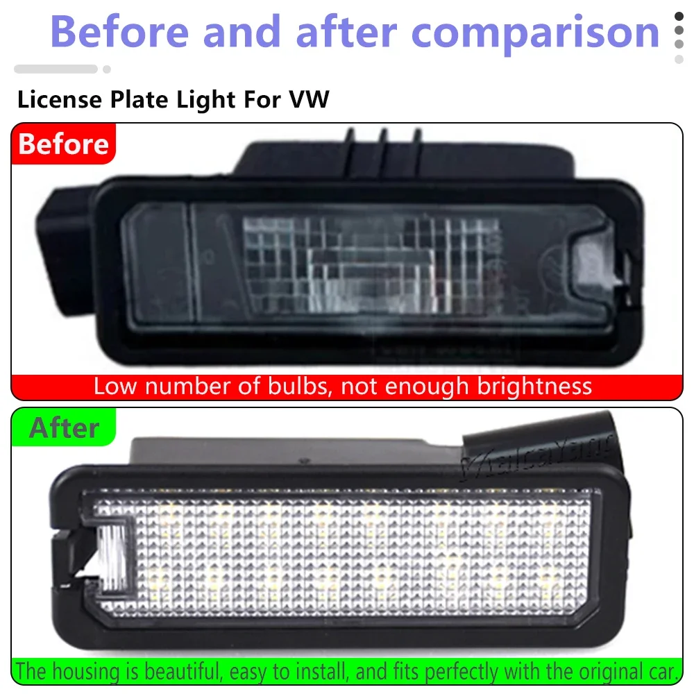 Luces LED para matrícula de coche con decodificador para VW Passat B6 CC Eos Scirocco Beetle Golf 4 5 6 7 MK4 MK5 MK6 MK7