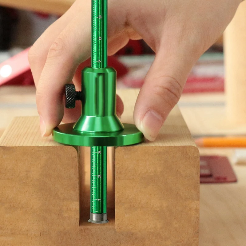 Wheel Marking Gauge Aluminum Alloy Parallel Line Drawing Tool Woodworking Marking Scriber Ruler with Graduated Scale [33A HPro]