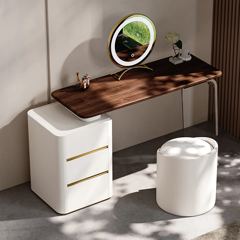 Hot Sale White Corner Dressing Table Makeup Table Vanity Table with Stool and Mirror Bedroom Furniture