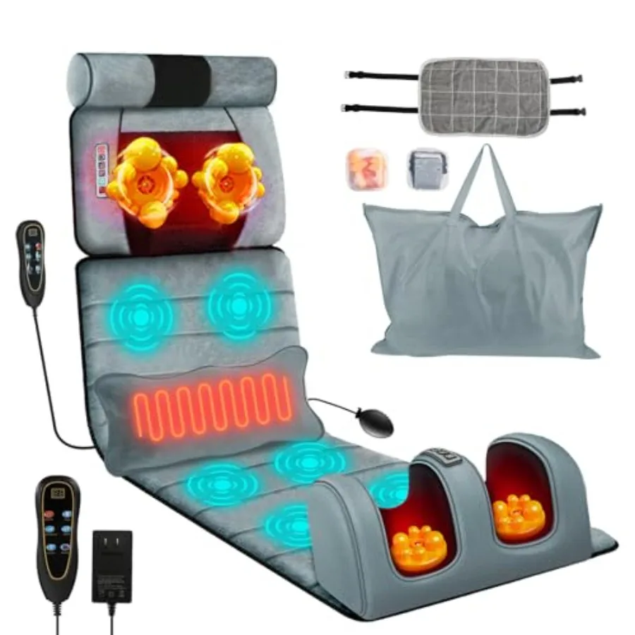 

Массажный коврик для всего тела с подогревом и вибрацией, для спины, шеи, стоп и поясницы, складной, с таймером
