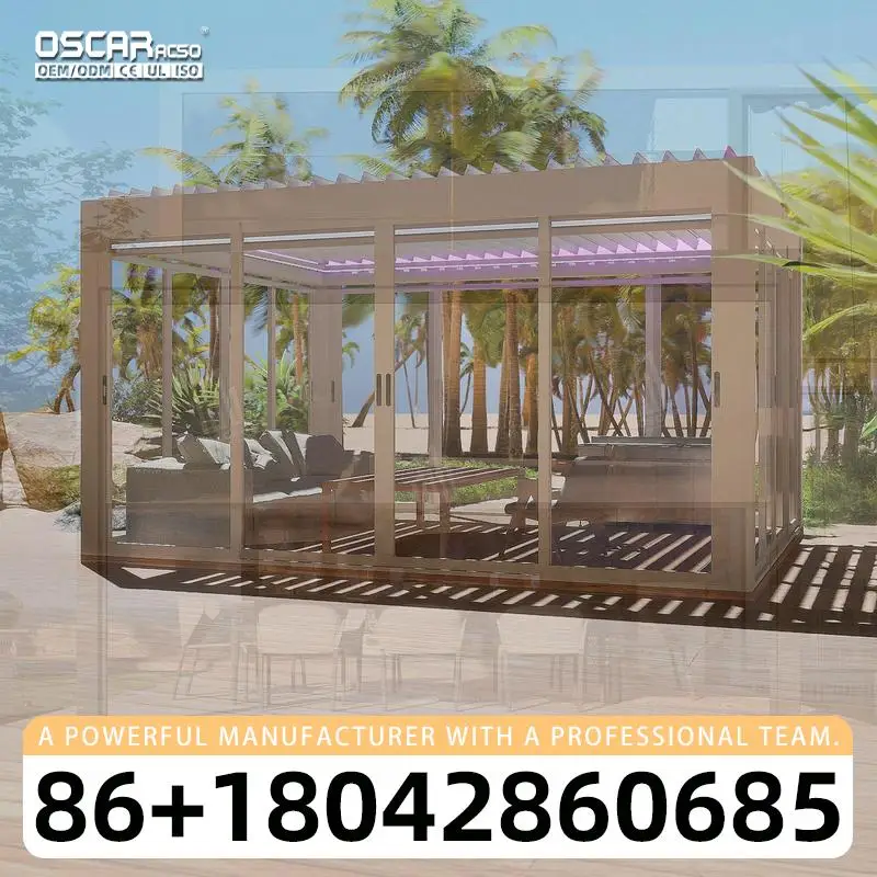 شرفة سقف حديقة الألومنيوم المناخ الحيوي التظليل في الهواء الطلق التبريد أوروبا نمط فناء الفناء الخلفي حديقة الديكور Pergol