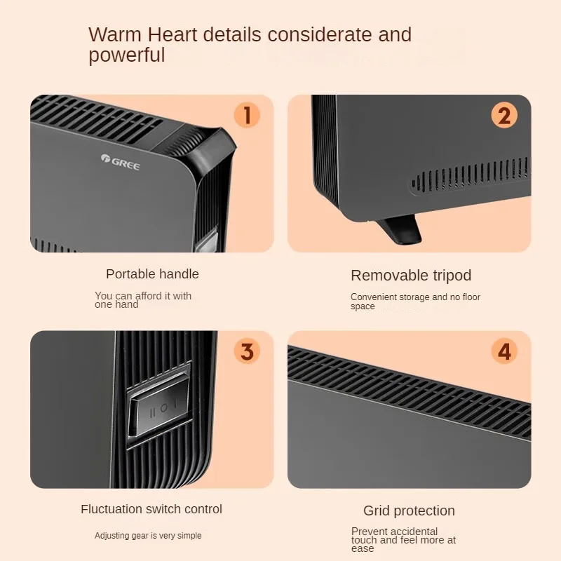 Portable GREE Electric Heater with Large Heating Area, Suitable for Bathroom and Drying NJF-X6020 Space Heater