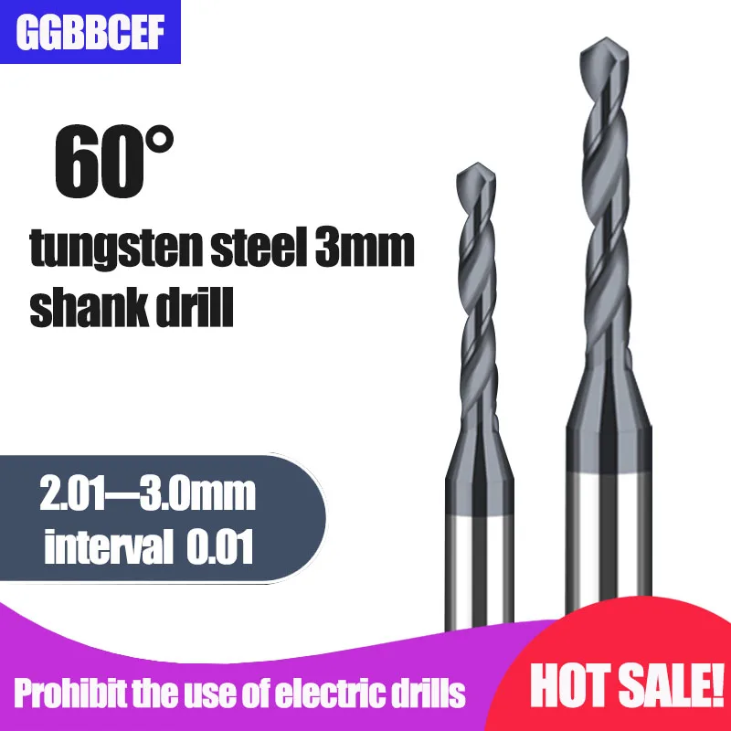 2.01~3.0mm Micro Solid Carbide Drill Bit Precision Mini CNC Drilling Tool Through Hole  Making 2.5mm  Diameter 3mm Metal Steel