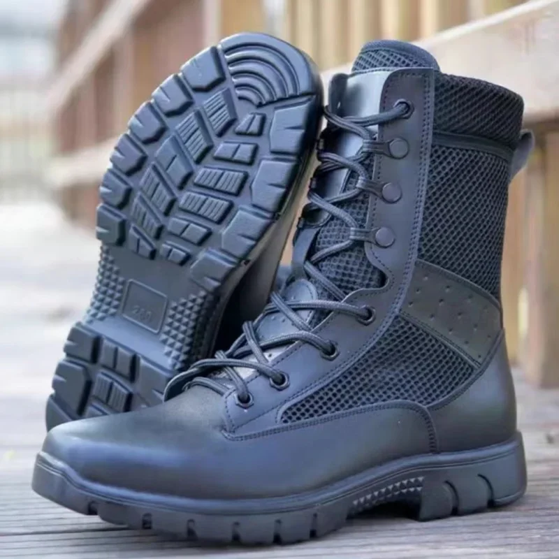 Summer Breathable Tactical boots Mesh Boot Waterproof Soft Shoe Wear-resistant Combat boot anti-skid Outdoor Hiking Walking Boot