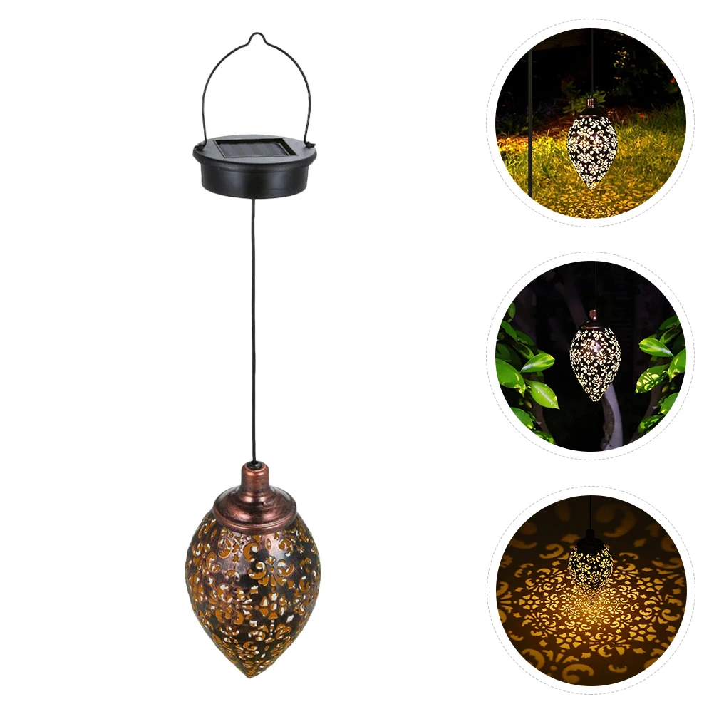 Solar-Laterne aus Schmiedeeisen, hohles Design, zum Aufhängen, für den Außenbereich, Garten, Hof, Licht, energieeffizient, langlebig, warme Atmosphäre, Geschenk, Solar