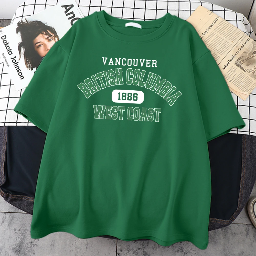 Vancouver British Columbia 1888 West Coast Cotton T-Shirts Creativity Street Clothes Trend Soft Tshirts Individual Man T-Shirt