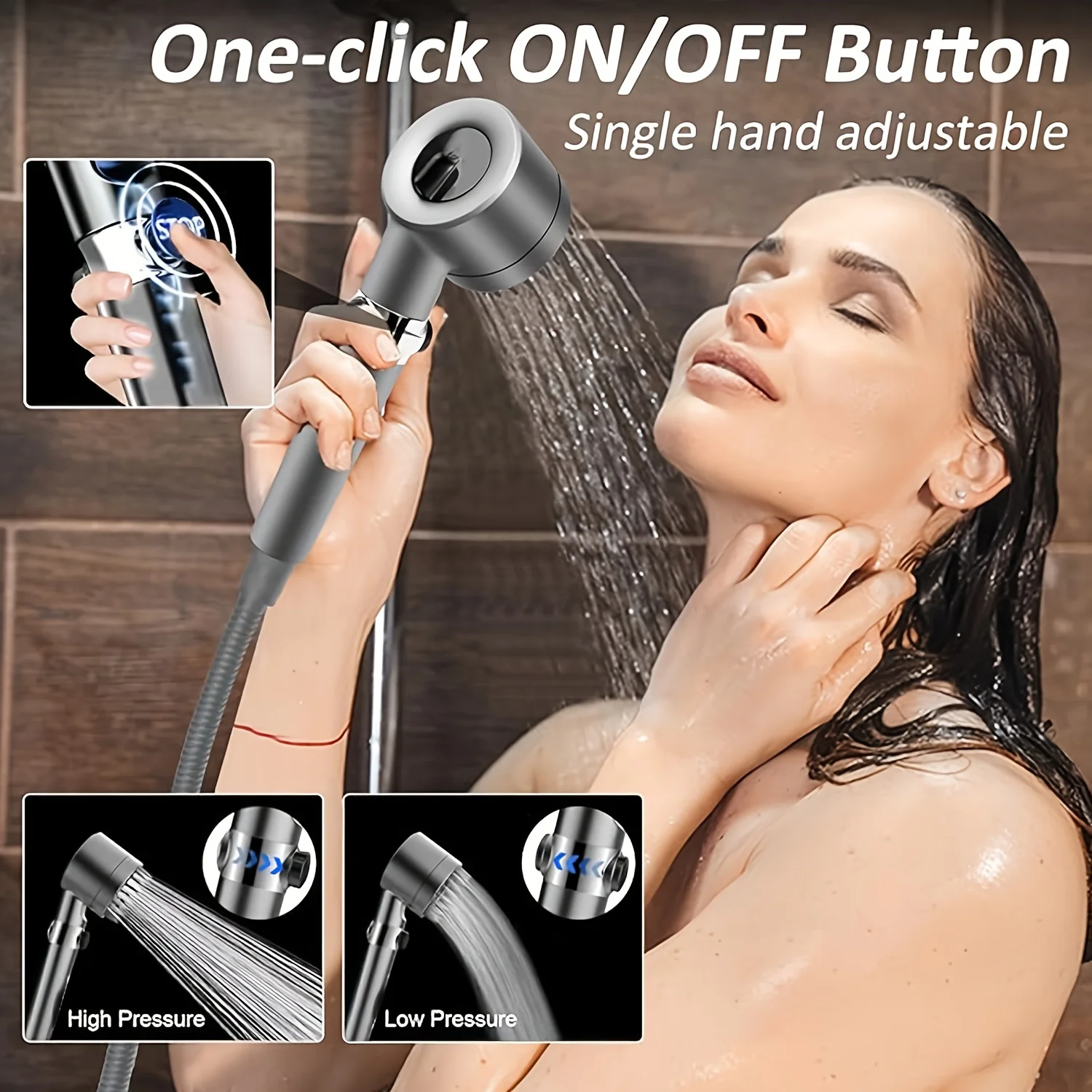 

Wear a turbocharged showerhead with a high-pressure nozzle and a large water output for showering in the bathroom