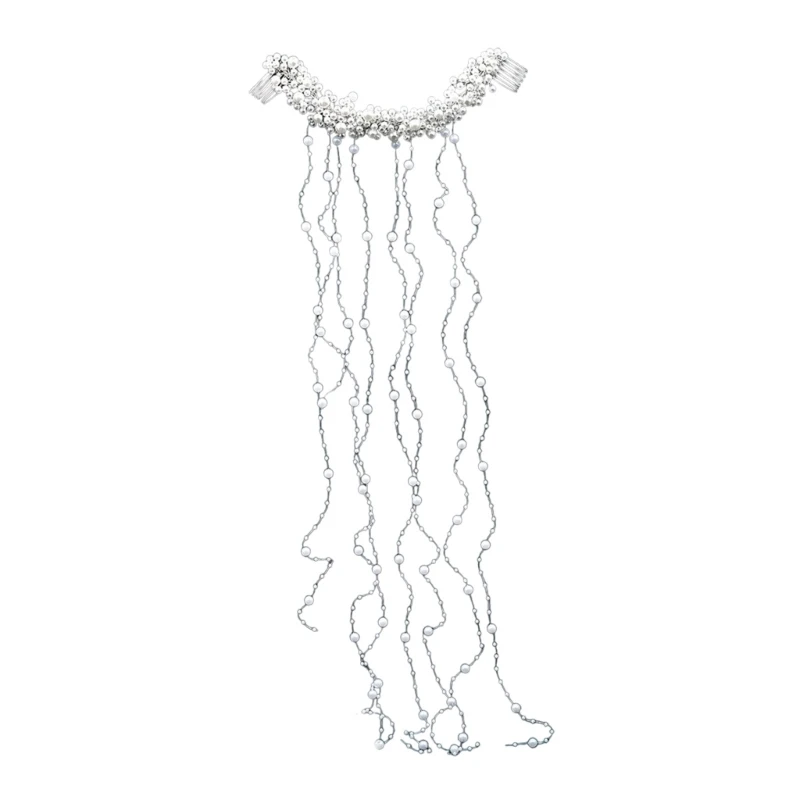 

Elegant Bride Pearl Hair Comb Tassels Beads Wedding Hair Accessories Women Jewelry Hair Vine Long Headband Hair Bands 37JB