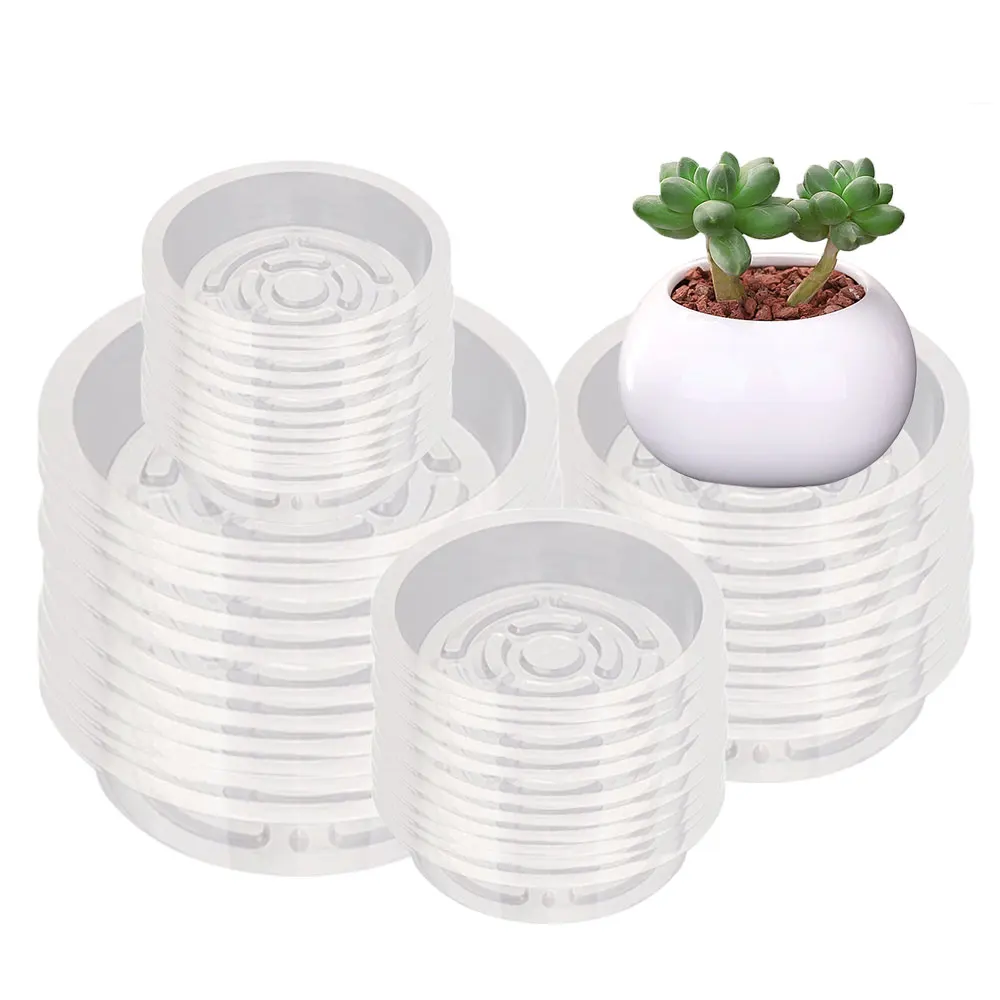 

5PCS Round FlowerPot Tray for Indoor Plant Bonsai Drip Saucers Garden PP Plastic Transparency Planter Mat Reusable Pot Water Pan