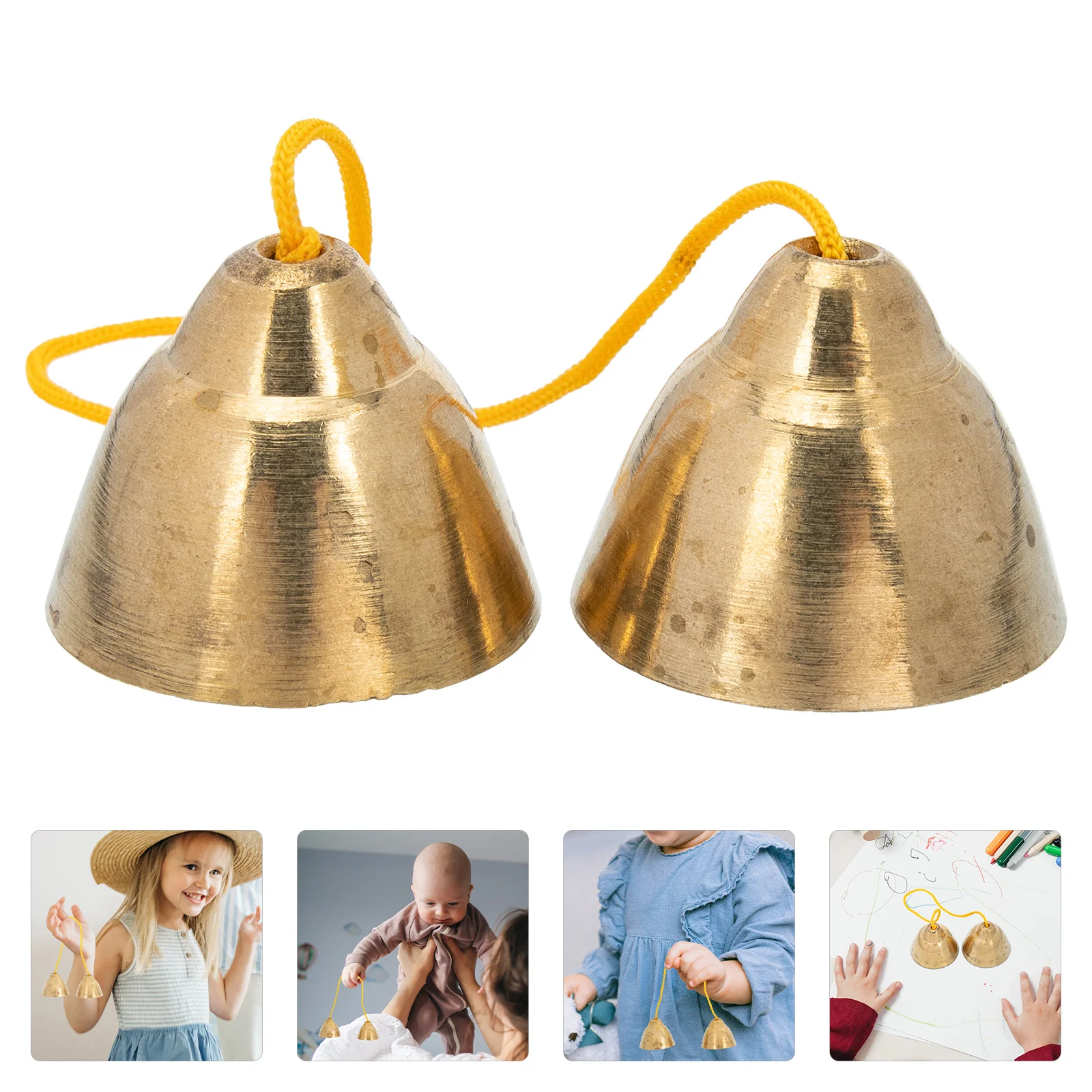 

1Pair Copper Plaything Bell Compact Percussion Instrument for Music Development and Hand Flexibility Instrument for