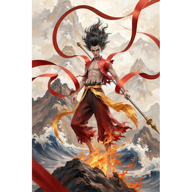 Nezha 2: Magic Children's Sea Wall Stickers, Ao Bing's Study Room, Bedroom