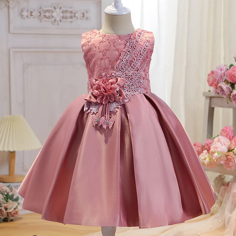 Flower Girls Party Dress Girl Princess Dress For Wedding Gown Bow Children baptism Dresses Baby Infant Clothes 0-24M Birthday