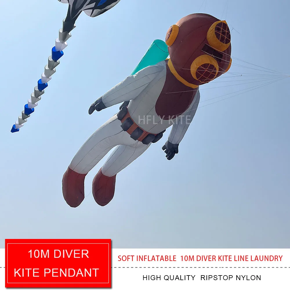 HFLY New Arrival Soft Inflatable Large 10m Diver Kite Line Laundry for Adults High Quality 40D Nylon Show Kites Pendant