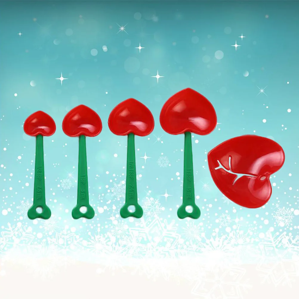 

5pcs Measuring Spoons Set Heart Shape Plastic Nesting Kitchen Baking Tools For Liquid Dry Ingredients Egg Separator Precise