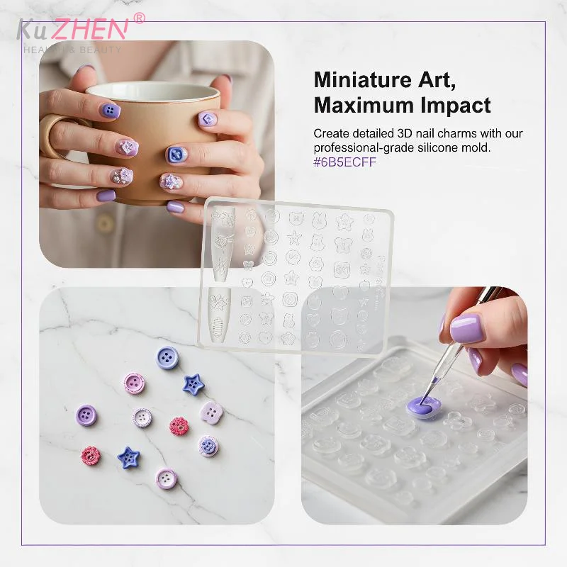 1PcsManicure Multi Shapes Button Small Model 3D Buttons Nail Art Mold Silicone Cute Nail Charms Tool Women DIY Resin Buckle Supp