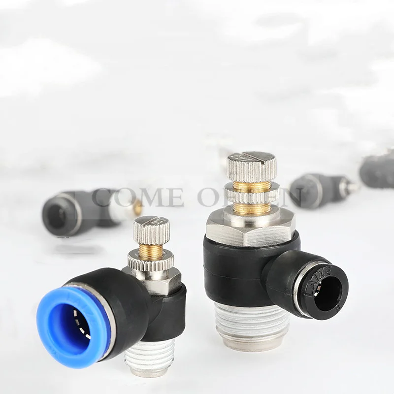 3pcs/lot Pneumatic Gas Pipe Quick Connector Throttle Valve Speed Regulating Valve Sl4mm/6mm/8mm/10/12-m5 13.5kgf/Cm²