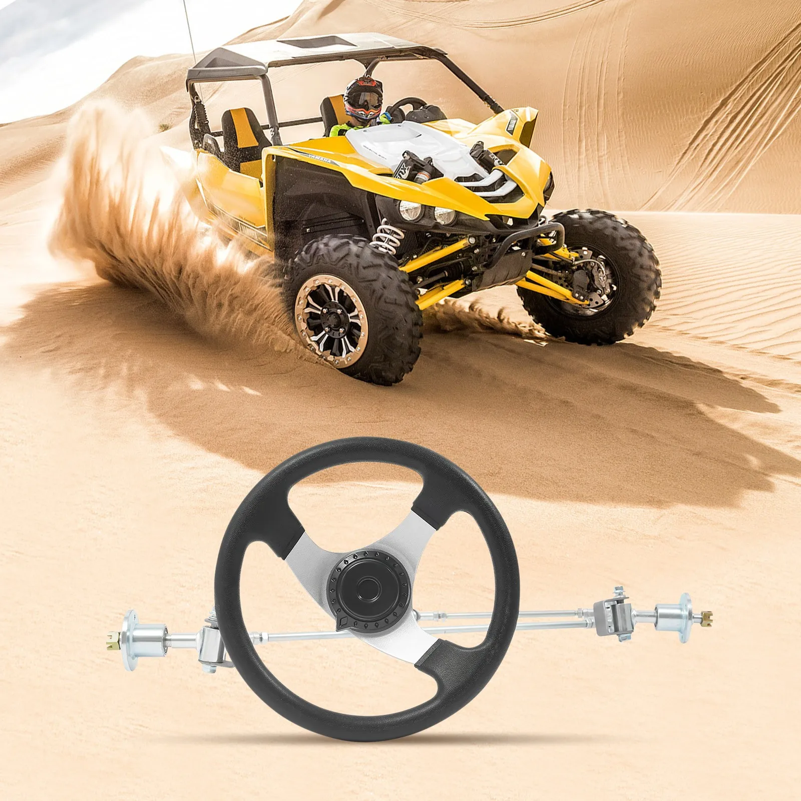 640mm Complete Steering Wheel Assembly Kit Including Steering Rack, Tie Rod Ends, Ball Joints & Spindle Knuckle Fit 168cc Go Kart ATV UTV, USA Local Warehouse In Stock Fast Shipping
