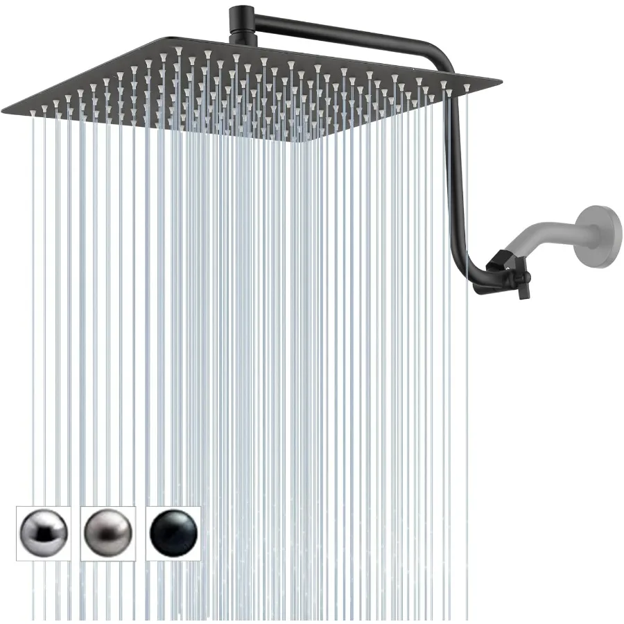 

Душевая лейка 12-в-1 с улучшенным регулируемым удлинителем, из нержавеющей стали 304, высоконапорная, цельнометаллическая, большая