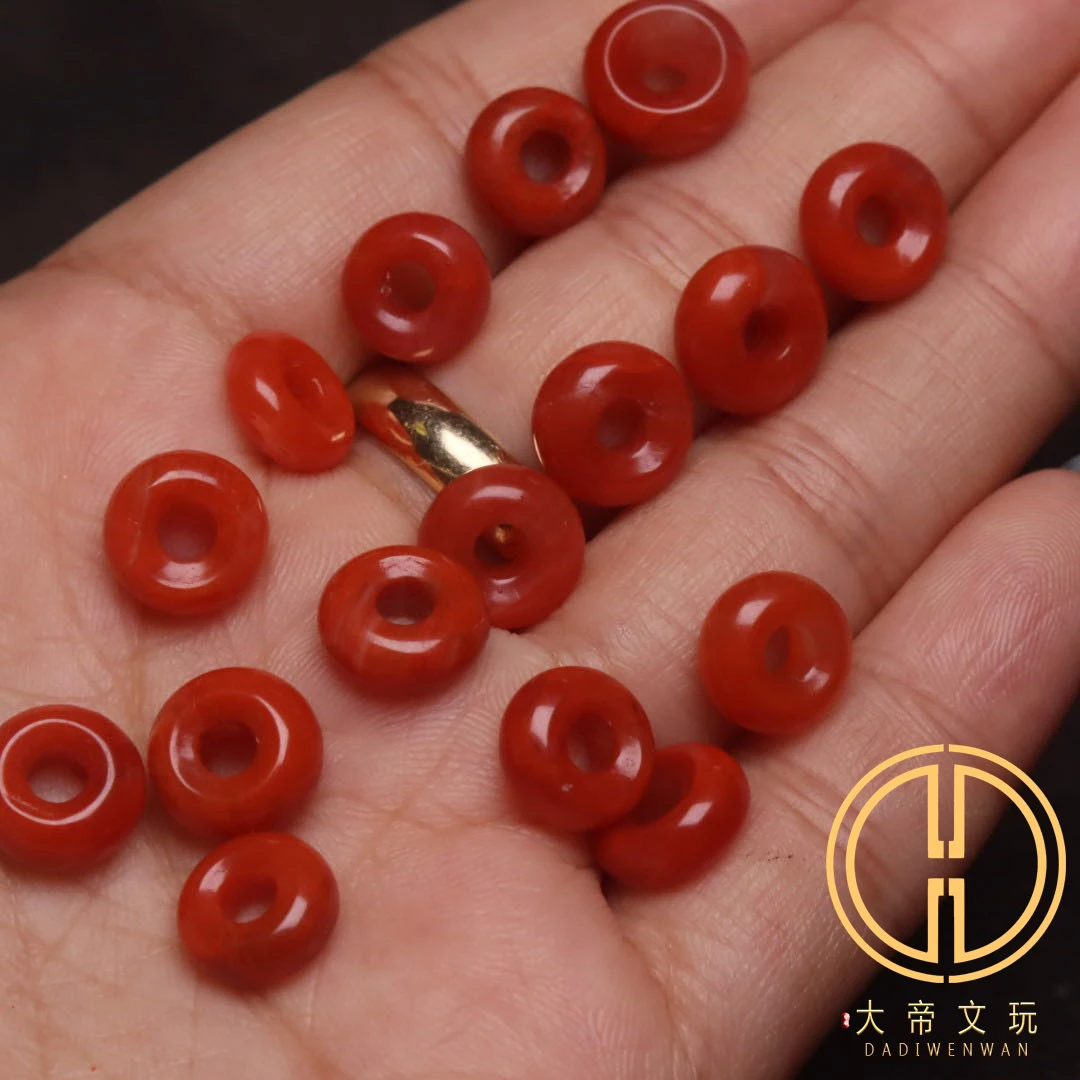 

Natural 100% real Southern Red Agate carved Septum bead Eardrop Bracelet necklace DIY accessories for woman men Gift good luck