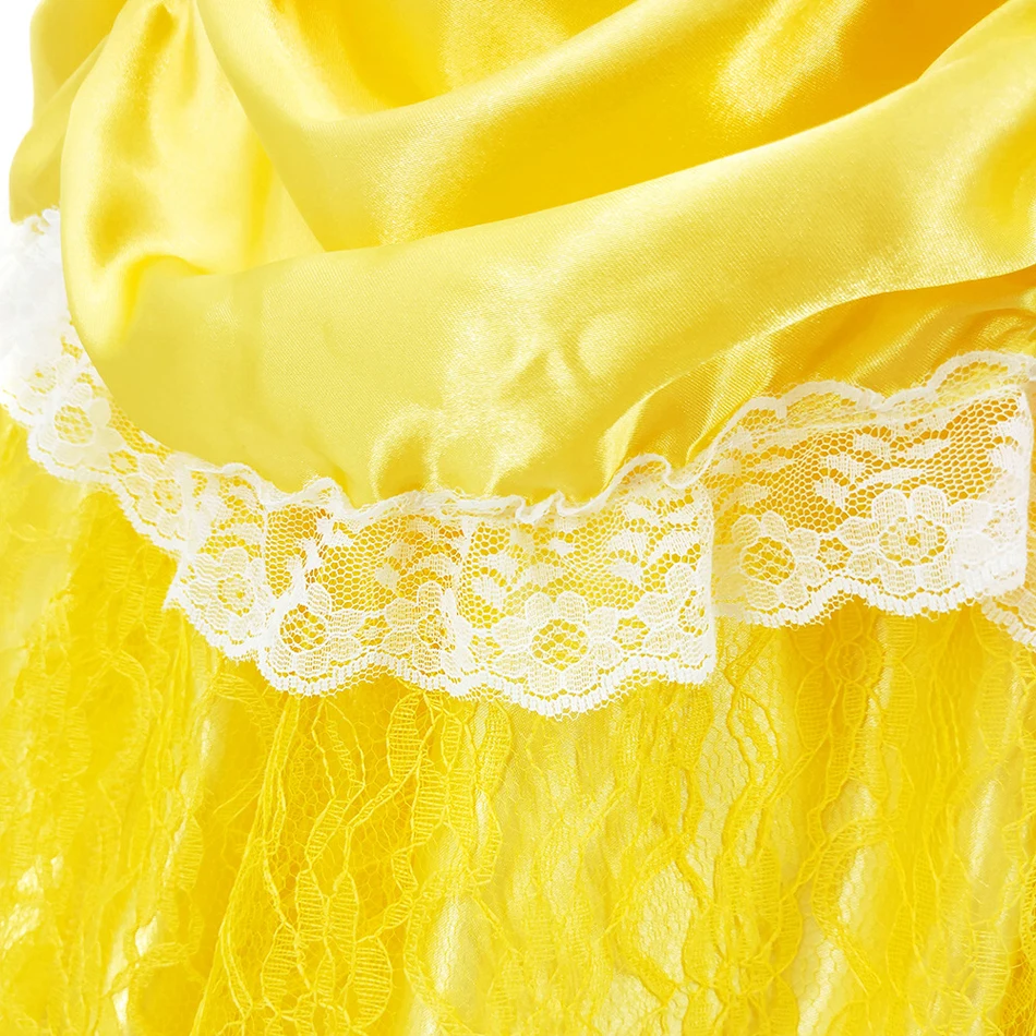 Girl Belle Dress Beauty Cosplay Costume Kids Yellow Puffy Skirt Easter Carnival Cosplay Performance Children Halloween Costume