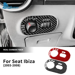 Real Soft Carbon Fiber Sticker For Seat Ibiza 6l 2003 2004 2005 2006 2007 2008 LHD Car Headlight Switch Frame Panel Accessories