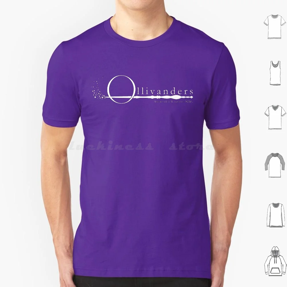 Camiseta blanca con Logo de Ollivanders, camiseta fresca de algodón 6xl, iluminación Olivander, varita de duelo, varillas Diagon Alley Shop Hermione