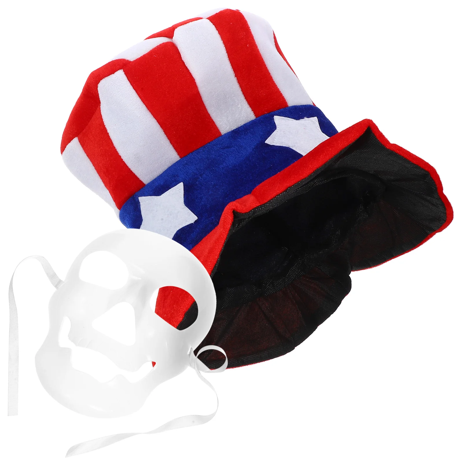 

American Hat Mask Set Usa Flag Patriotic Cap Hats Cosplay Red Cloth Independence Day Headband