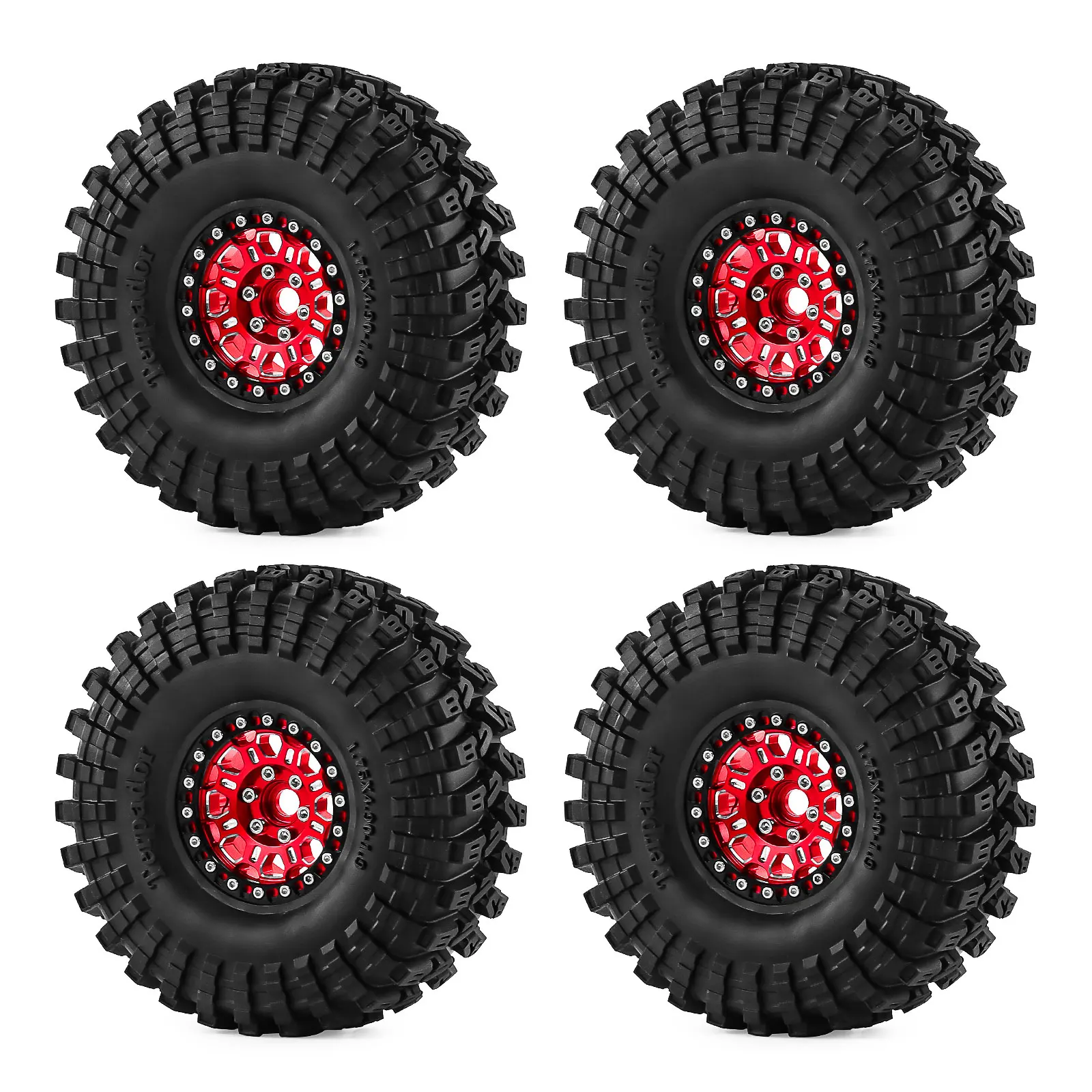 Pneus sur chenilles RC 1.9 "sur jantes Beadlock en aluminium, pneus en caoutchouc collant pour plate-forme d'essieu de portail AXIAL TRX4 SCX10 III, roue hexagonale de 12mm Se