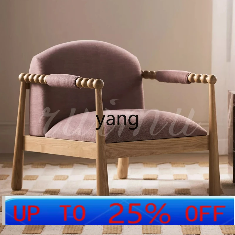 

LH solid wood sofa chair living room casual American retro bedroom single chair