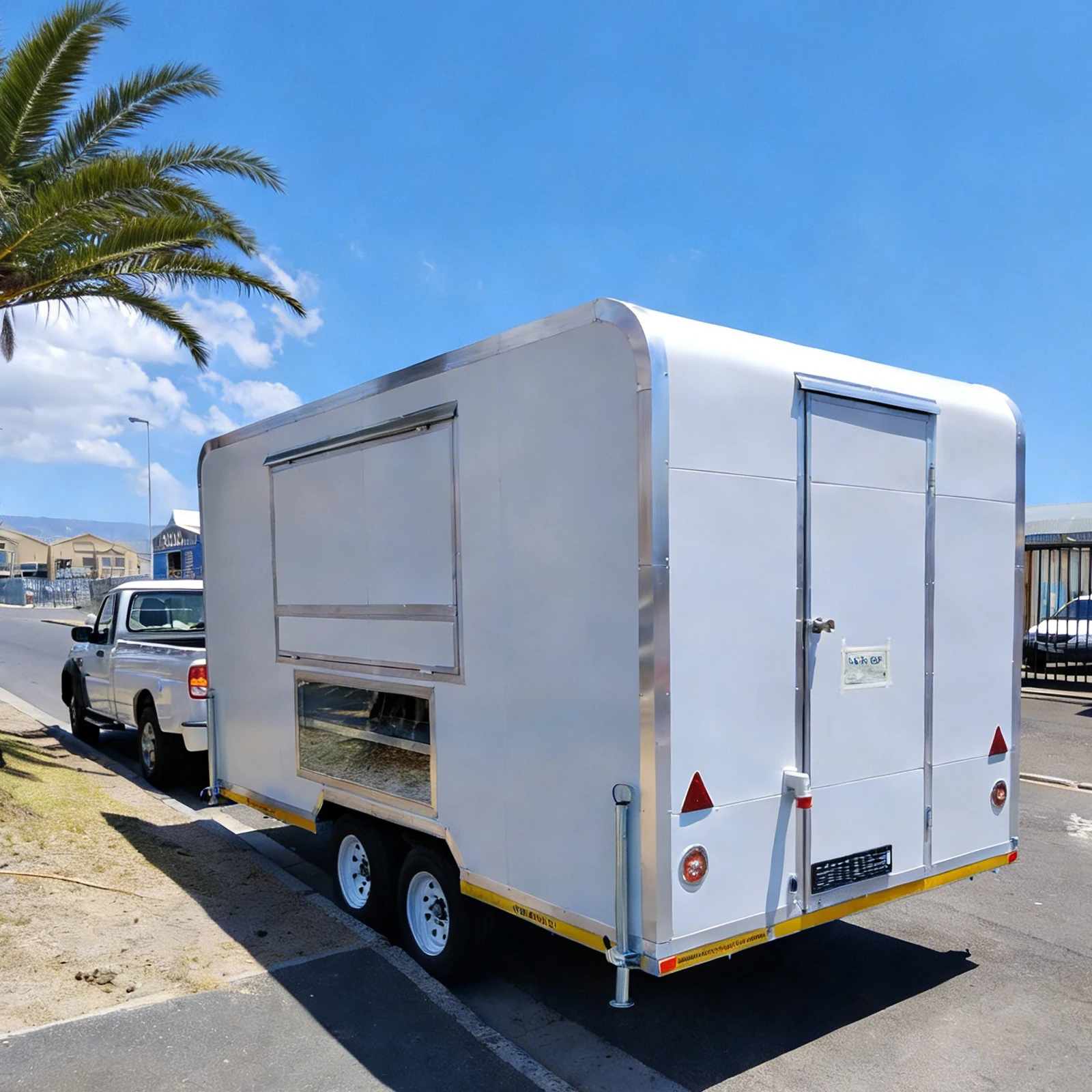 

Коммерческий фудтрак-прицеп на заказ с двойными сервисными окнами, профессиональное решение для кейтеринга