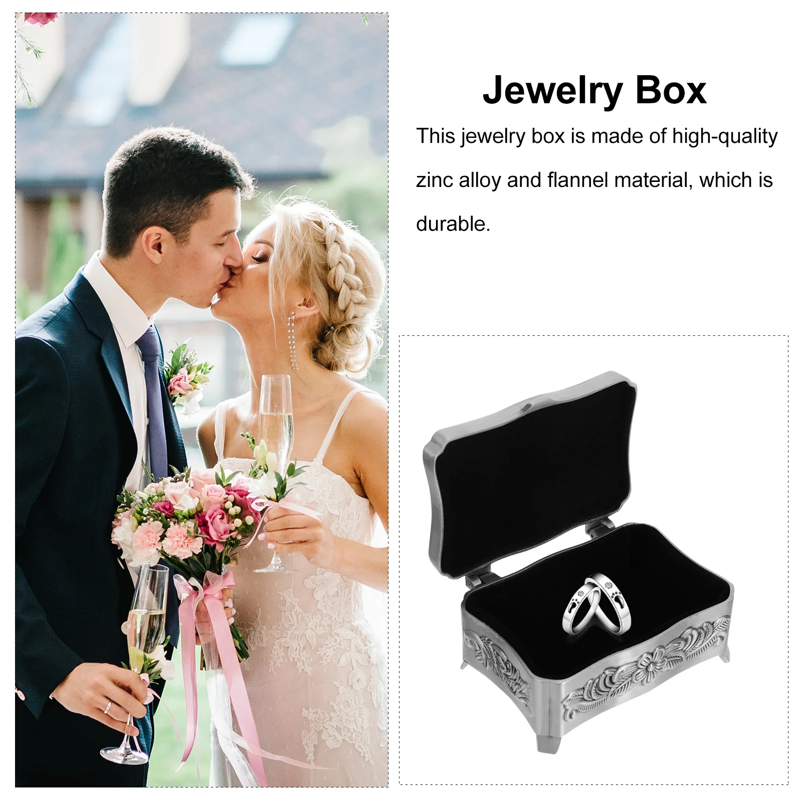 

1pc Jewelry Storage Box Vintage Metal Gift Box Silver Retro Small Parts Organizer Holder Storage Container For Earrings Rings