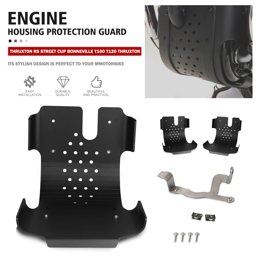 

Front Engine Guard Baffle Engine housing protection FOR Street Twin Thruxton RS Speed Twin Street Cup Bonneville T100 T120 Black