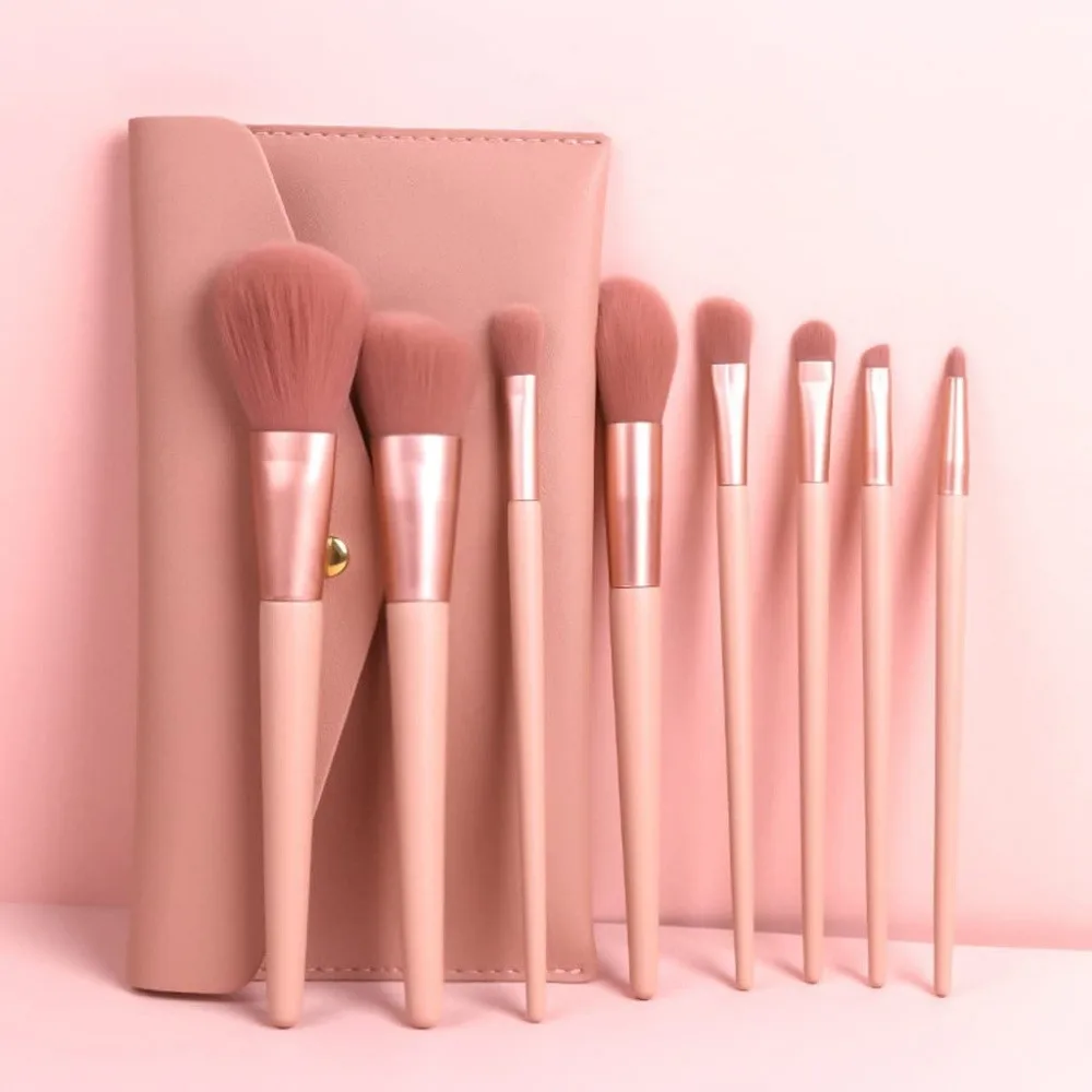 16 Pack Travel Makeup Brush Set, Mini Portable Full Face Cosmetic Brush Kit with 8 Essential Tools, Synthetic Fiber Face Powder Blush Foundation Blending Brushes (Random Colors)