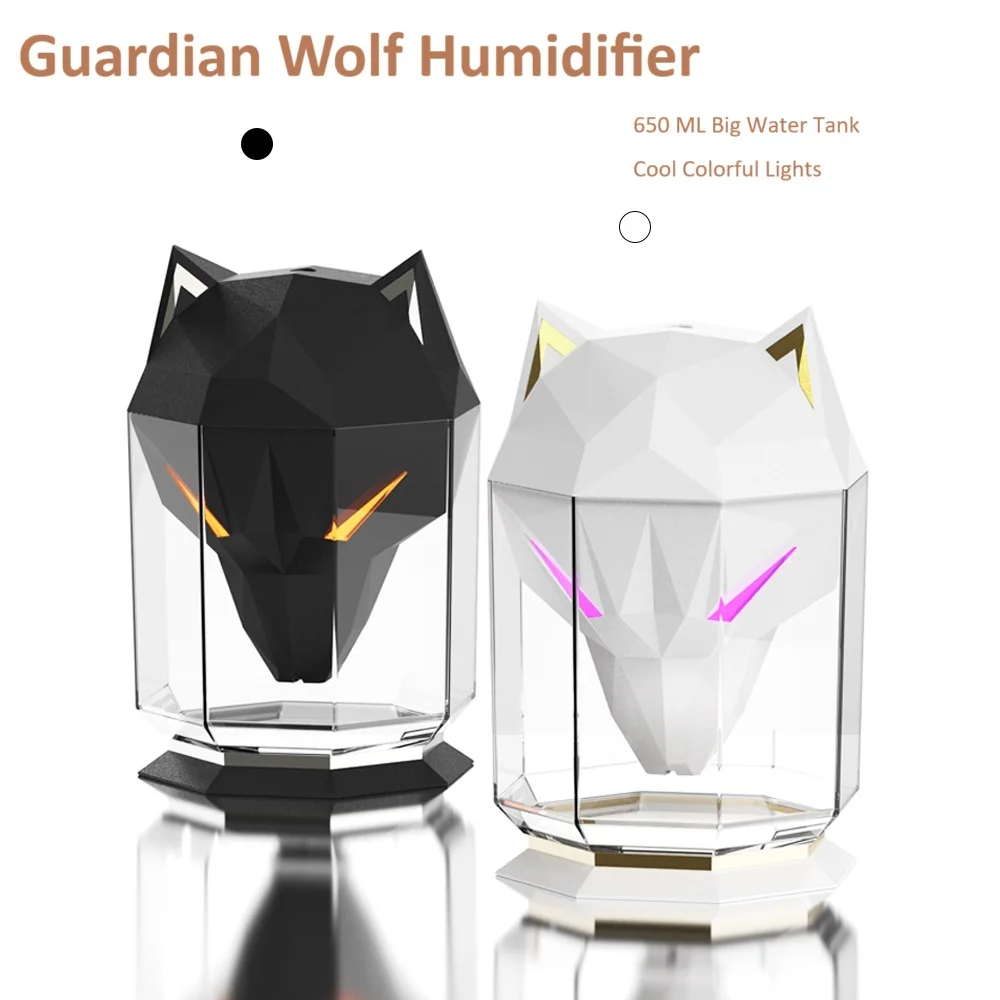 

650 мл мини-увлажнитель воздуха Guardian Wolf портативный волк USB аромадиффузор красочный светодиодный увлажнитель воздуха Arctic Wolf для дома, спальни