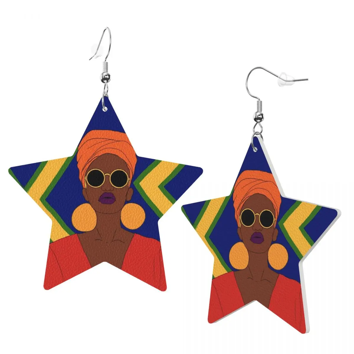 Custom Abstract African Woman PVC Leather Earrings Dangle Earrings Jewelry For Women For Wife Mother Gift