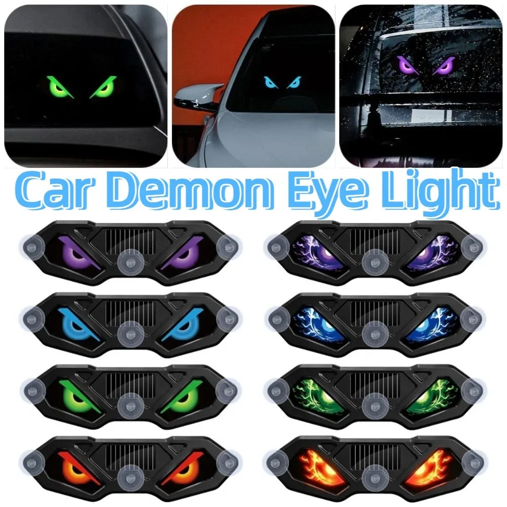 Creative Car Demon Eye Light Cool Suction Cup Installation LED Atmosphere Light Dynamic Safety Solar Warning Light
