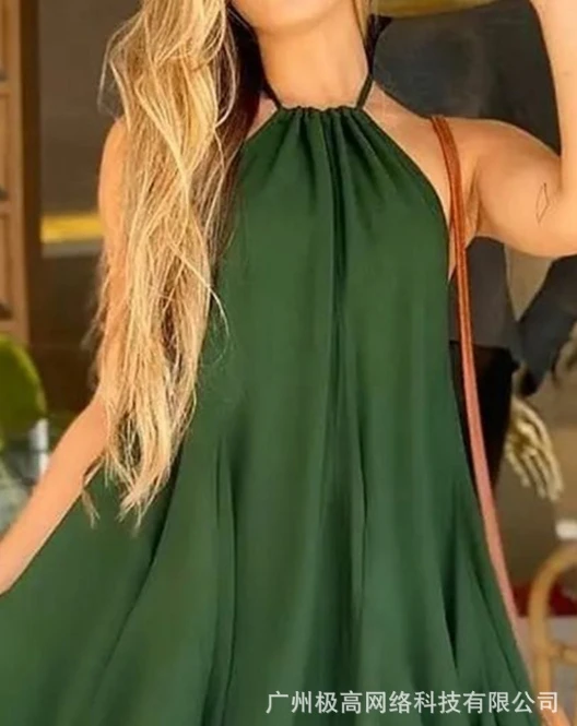 Sexy Elegant Dresses for Women Hanging Neck Loose Fitting Dress New Fashion 2024 Summer Casual Female Clothing Outfits