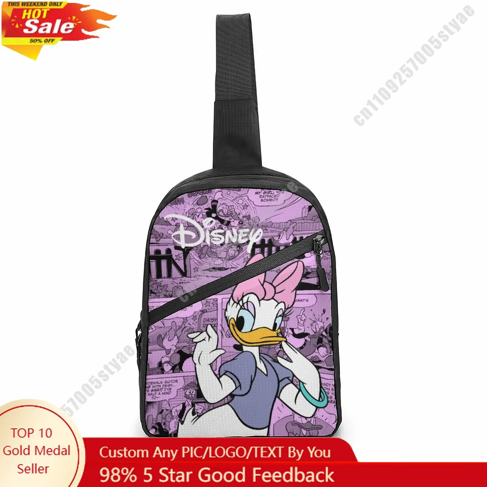 

Disney Logo Chest Bag Disney Customized Personalized Photos Text Logo Lightweight Travel Sling Waterproof Shoulder Bag