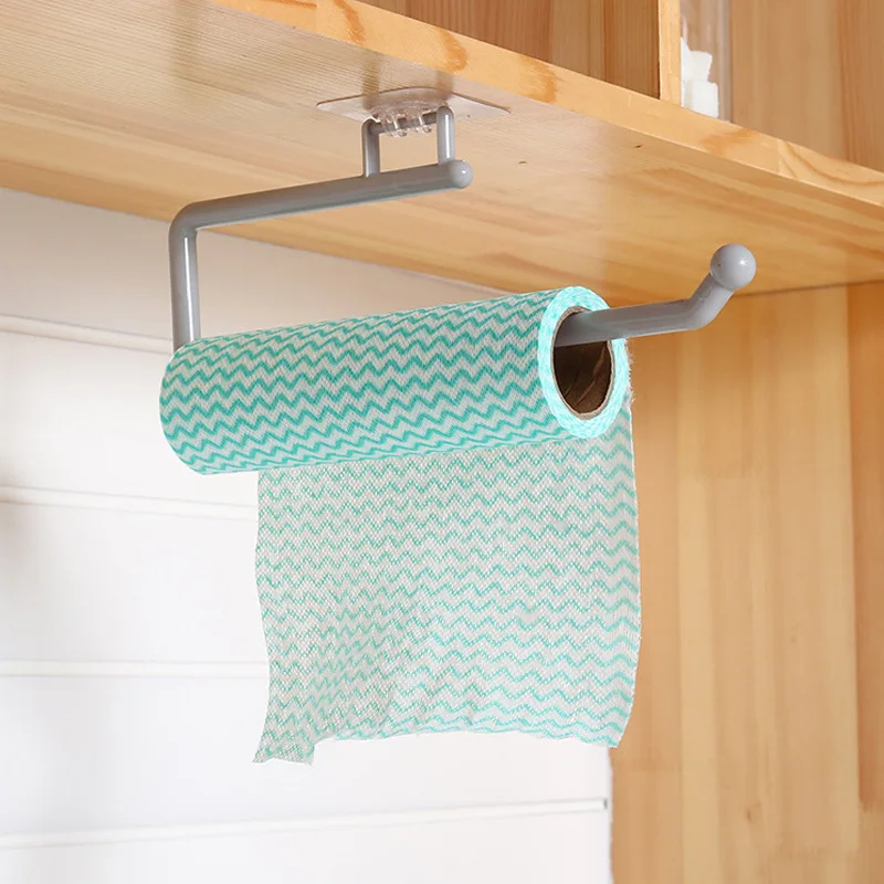 Kitchen Multi-functional Paper Towel Rack Upside Down Wall Hanging Non-punched Rag Towel Rack Toilet Plastic Roll Paper Rack